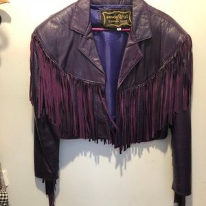 Purple Fringe Vintage Leather Jacket